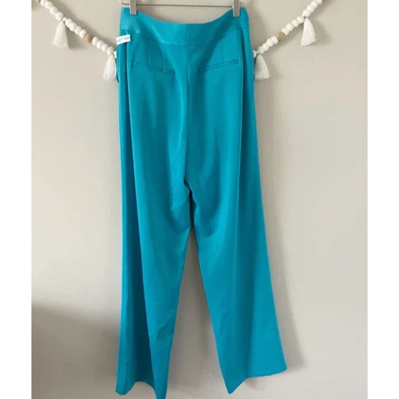 NEW Alice + Olivia Atia Wide-Leg Pleated Suit Pants Ocean Floor Women's Size 4 - Picture 7 of 8